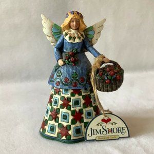 Jim Shore Heartland Creek Angel Holding Basket of Roses